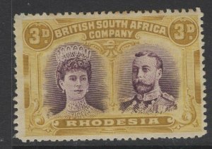 RHODESIA SG137 1910-3 3d VIOLET & OCHRE MTD MINT