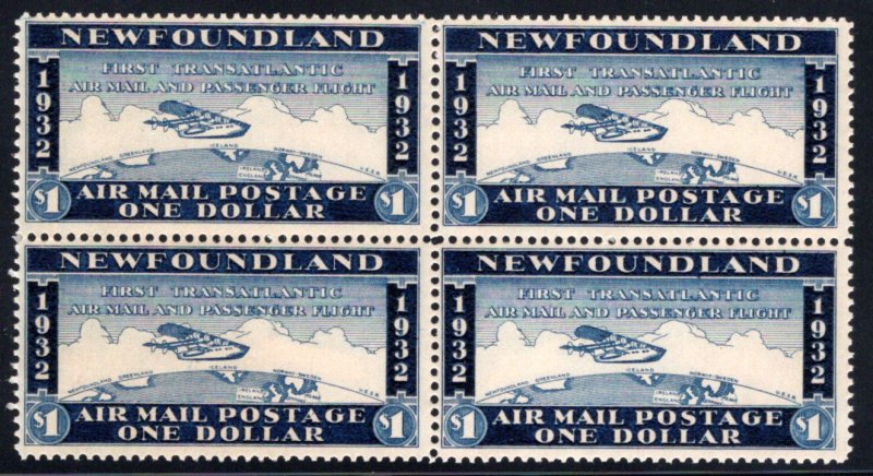 AMTE4, NSSC, Newfoundland, Canada, $1, Block of 4, First Transatlantic Air Mail