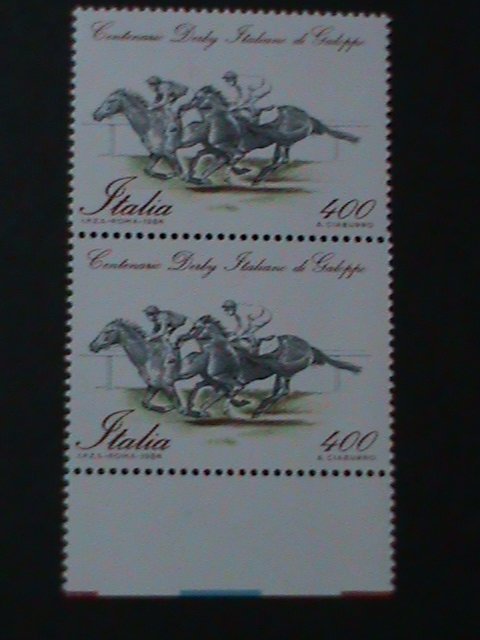 ​ITALY-1984-SC#1958-CENTENARY OF ITALIAN DERBY-MNH- PAIR VERY FINE LAST ONE