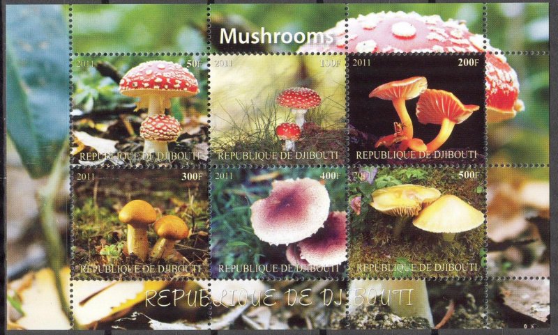 Djibouti 2011 Mushrooms (3) MNH Cinderella !