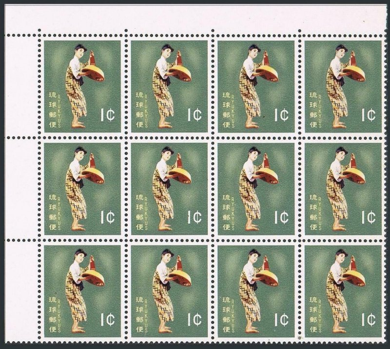 RyuKyu 65 block of 12,MNH.Michel 94. Dancers 1960.