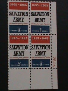 ​UNITED STATES-SC#1267-SALVATION ARMY-MNH-IMPRINT PLATE BLOCK-59 YEARS OLD