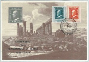 72606 - ITALY - Postal History - FDC MAXIMUM CARD - STAMP CENTENARY Sicilia 1959