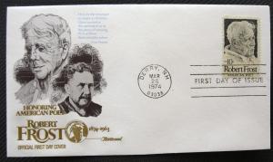 US #1526, Robert Frost, FDC (Fleetwood) Unaddressed L10