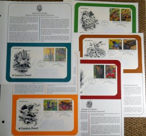 1999 Sonoran Desert 10 different Sc 3293 set of 5 FDCs with PCS cachet pages