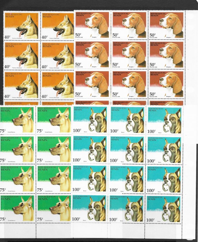 Benin 741-7 Dogs MNH cpl. set vf x 12, 2020 CV $97.20