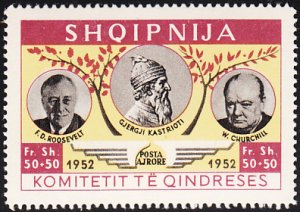 Albania 1952 MNH 50+50 Roosevelt, Kastrioti, Churchill unissued
