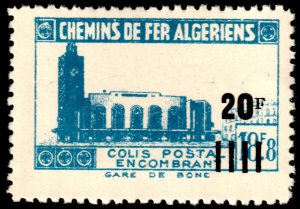 ✔️ALGERIA 1946 - RAILWAY PARCELS ERROR IN BLUE - M.179Ab MNH  $25.00 [03.16]