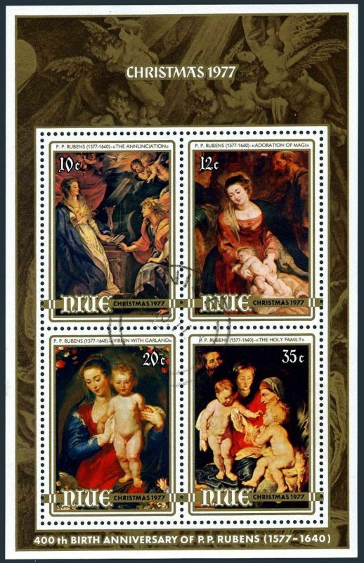 Niue 202a sheet,CTO.Michel Bl.2. Christmas-1977.Peter Paul Rubens.