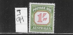 AUSTRALIA SCOTT #J94 1958-60 POSTAGE DUES 1SH UNWMK PERF 14.5/14 -MINT NH