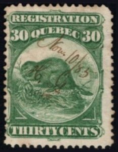 1871 Canada Revenue Quebec 30 Cents Registration Used