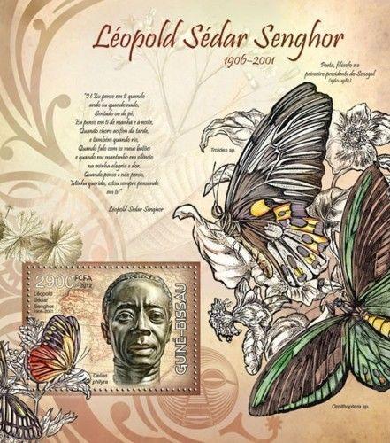 Leopold Senghor Africa Butterflies Insects Fauna Guinea-Bissau MNH stamp set