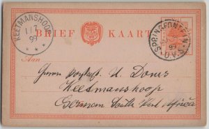 Orange Free State 1899 1d PS Card Springfontein to Keetmanshoop German SWA DSWA