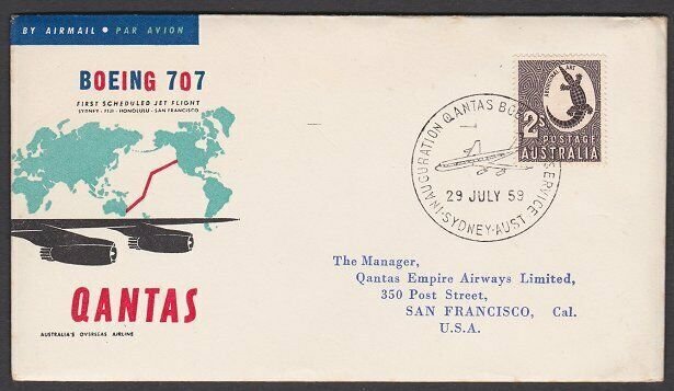 AUSTRALIA 1959 Qantas first flight cover Sydney - San Francisco.............P545