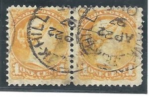 CANADA # 35viii VF USED PAIR STRAND OF HAIR VARIETY DATED AP 22 1897 BS27653