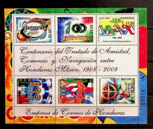 HONDURAS Sc C1272 NH MINISHEET OF 2008 - TREATY W/MEXICO