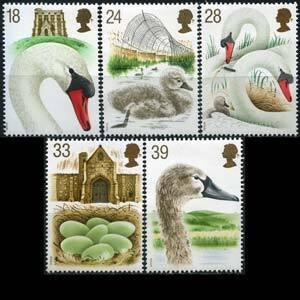 G.B. 1993 - Scott# 1473-7 Mute Swans Set of 5 LH