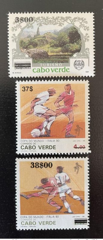 1997 Cape Verde Mi. 721 - 723 1990 FIFA World Cup Italy 3 Val Overprint-