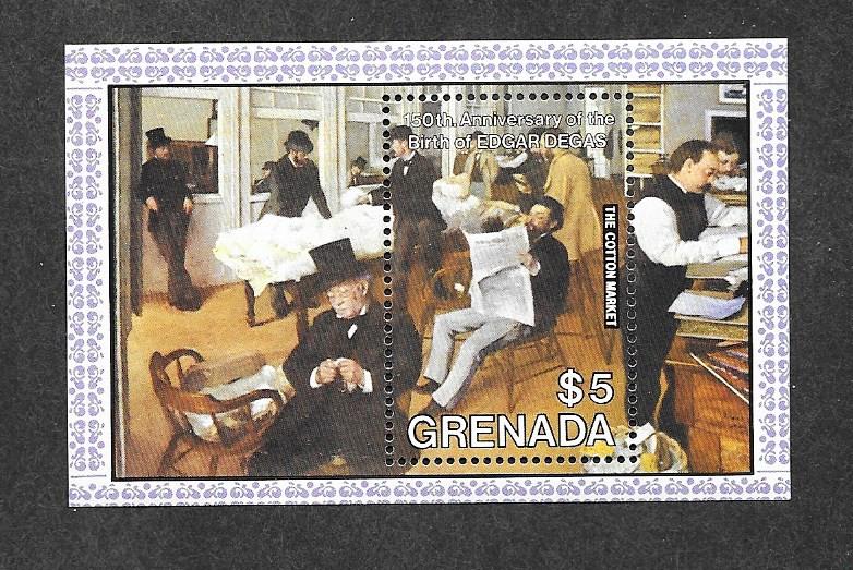 Grenada 1231 Mint NH S/S Edgar Degas Cotton Market!