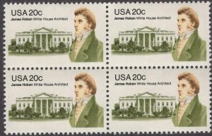 1981 James Hoban, White House Architect Block Of 4 20c Stamps, Sc# 1936, MNH, OG