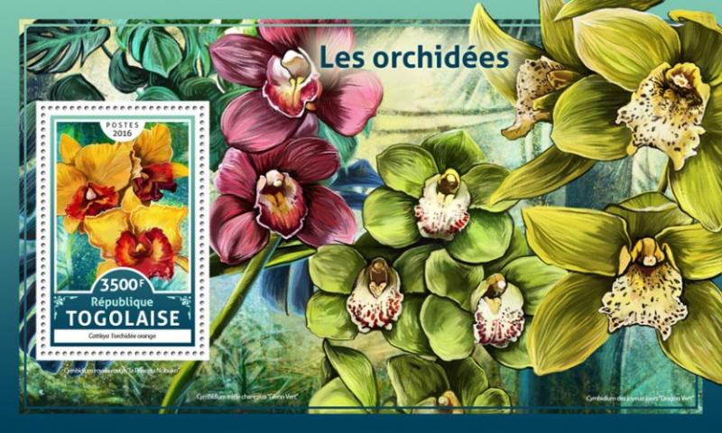 TOGO - 2016 - Orchids - Perf Souv Sheet - MNH