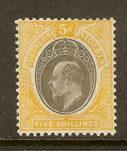 Southern Nigeria, Scott #29, 5sh King Edward VII, Wmk 3, MH