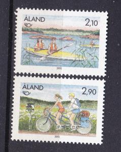 Finland-Aland Isls.  60-61 MNH 1991 Kayaking & Cycling