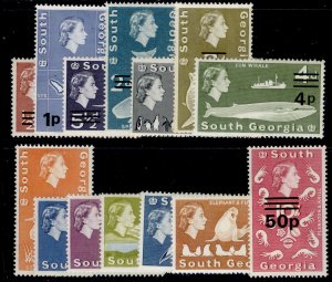 FALKLAND ISLANDS - South Georgia QEII SG18-31a, 1971-76 set, LH MINT. Cat £60.