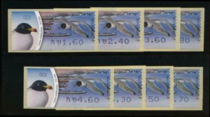 ISRAEL 2009 LAURUS BIRD MINT ATM VENDING LABELS FULL SET NH