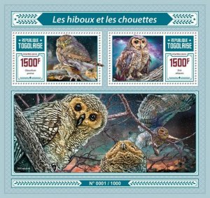 2015 TOGO MNH. OWLS   |  Y&T Code: 1070  |  Michel Code: 7115-7116 / Bl.1238