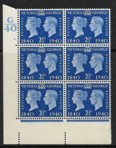 Sg 483 listed variety 1940 2½d Centenary Cylinder G40 2 Dot UNMOUNTED MINT/MNH