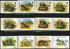 Somalia MNH Sc 607-18 WWF Fauna Value $ 127.50