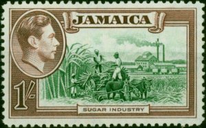 Jamaica 1938 1s Green & Purple-Brown SG130a 'Broken Chimney' Fine & Fresh LMM