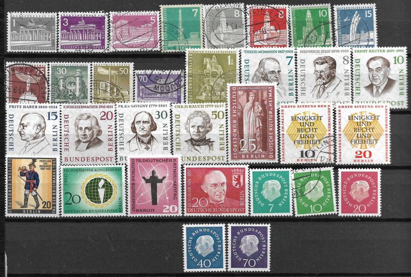 COLLECTION LOT OF 32 GERMANY BERLIN STAMPS 1956+ CV+$42