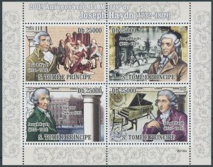 Sao Tome & Principe 2009 MNH Music Stamps Joseph Haydn Composers 4v M/S