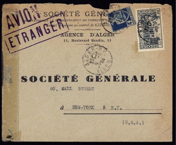 Algeria 145 & 167 on 1944 WWII air mail censored cover w/Alger-R.P. Alger pmks