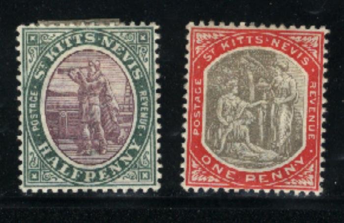St. Kitts and Nevis #1-2  Mint VF 1903 PD