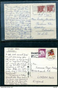 Germany 1966/1983  2 Color Postal Cards To USA 12011