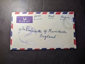 1957 British Northern Rhodesia Airmail Armed Forces Cover to Manchester England
