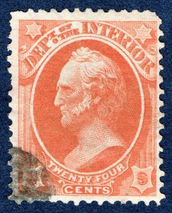 [0973] 1873 Scott#O22 used 24¢ vermilion  cv:$20