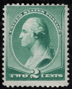 US #213 SCV $120.00 VF mint never hinged,  2c Washington, Green, post office ...