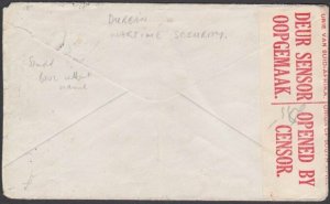 SOUTH AFRICA 1942 Censor cover - DURBAN / PAQUEBOT with Duban removed.......T452