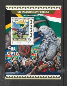 BIRDS - SOLOMON ISLANDS #2206 GREY PARROT S/S MNH