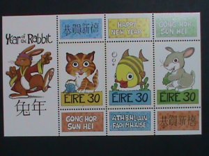 ​IRELAND- YEAR OF THE LOVELY RABBIT, CARTOON ANIMALS MNH S/S-SHEET VERY FINE