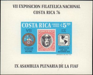 Costa Rica #C672, Complete Set, Souvenir Sheet, Imperforated, 1976, Stamp Sho...