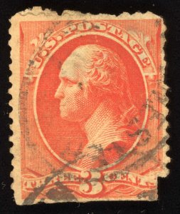 US Scott 214 Used 3c vermilion George Washington Lot T937 bhmstamps