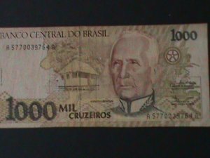 BRAZIL-1990-CENTRAL BANK $1000 CRUZEIRO-CIR-VERY FINE  WE SHIP TO WORLDWIDE