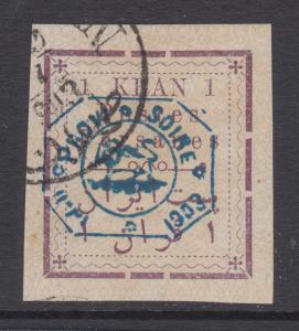 Iran Sc 321 used. 1903 1k violet & blue typeset with octagonal PROVISOIRE ovpt