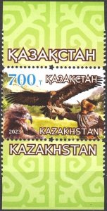KAZAKHSTAN 2023 FAUNA Animals Hunting: Falconry. Central stamp, MNH