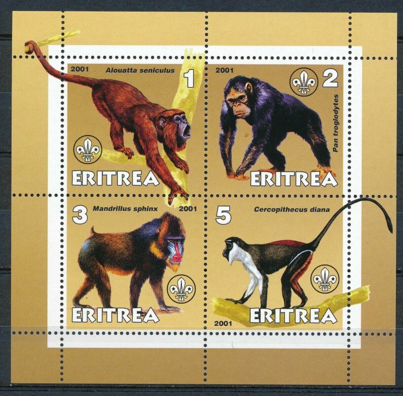 Eritrea - MNH Souvenir Sheets Monkeys Animals (2001)